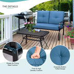 Costway Ensemble mobilier de jardin 2 pièces Banc de canapé avec table basse et coussins