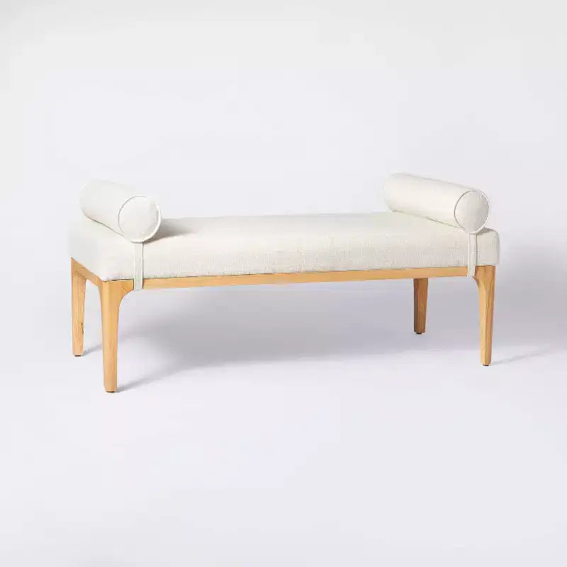Banc avec coussins de traversin en lin - conçu avec
