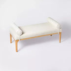 Banc avec coussins de traversin en lin - conçu avec