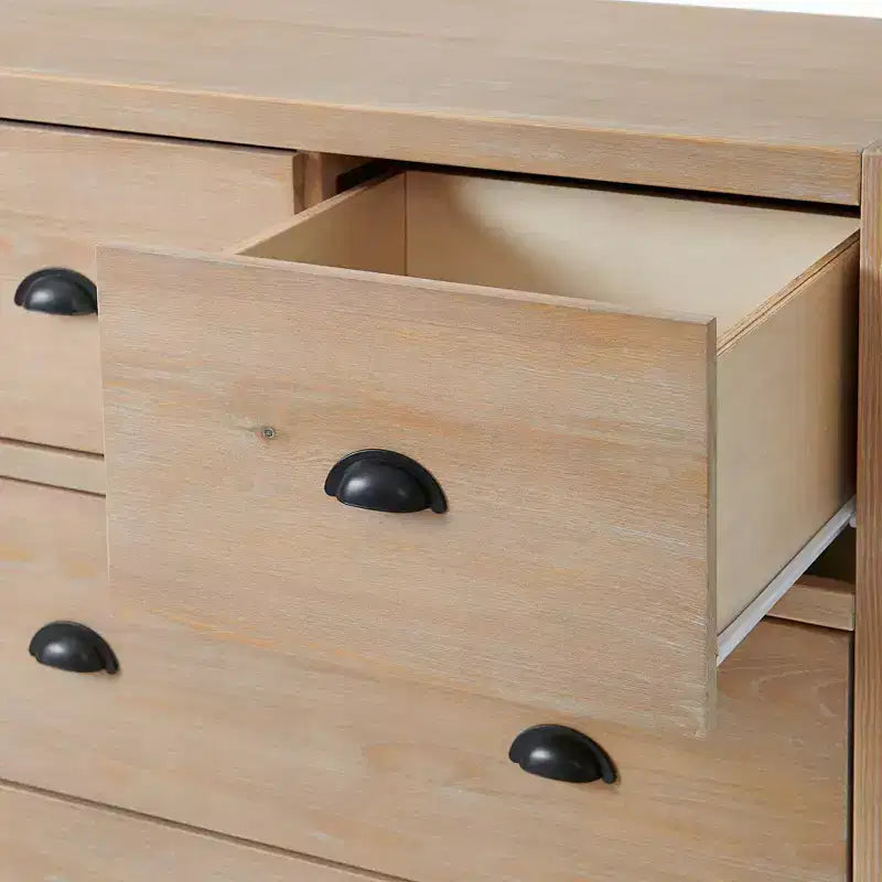 Ensemble de chambre à coucher 5 pièces Arden Wood avec deux tables de chevet à 2 tiroirs Bois flotté clair - Meubles Alaterre