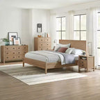Ensemble de chambre à coucher 5 pièces Arden Wood avec deux tables de chevet à 2 tiroirs Bois flotté clair - Meubles Alaterre