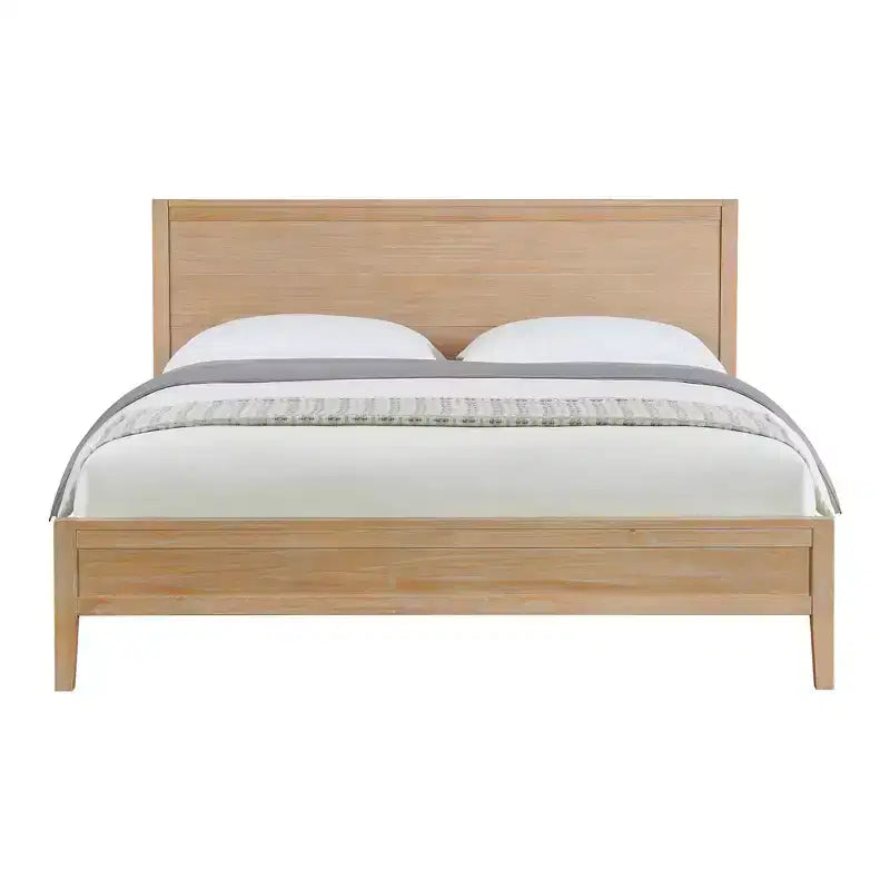 Ensemble de chambre à coucher 5 pièces Arden Wood avec deux tables de chevet à 2 tiroirs Bois flotté clair - Meubles Alaterre