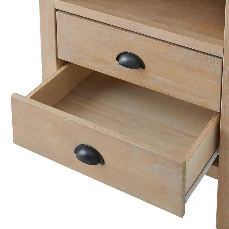 Ensemble de chambre à coucher 5 pièces Arden Wood avec deux tables de chevet à 2 tiroirs Bois flotté clair - Meubles Alaterre