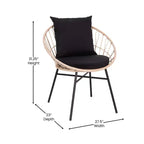 Ensemble de patio Merrick Lane 3 pièces avec chaises en rotin tressé, table d'appoint assortie à plateau en verre et coussins pour usage intérieur/extérieur