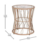 Ensemble de patio Merrick Lane 3 pièces avec chaises en rotin tressé, table d'appoint assortie à plateau en verre et coussins pour usage intérieur/extérieur