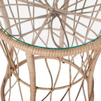 Ensemble de patio Merrick Lane 3 pièces avec chaises en rotin tressé, table d'appoint assortie à plateau en verre et coussins pour usage intérieur/extérieur
