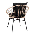 Ensemble de patio Merrick Lane 3 pièces avec chaises en rotin tressé, table d'appoint assortie à plateau en verre et coussins pour usage intérieur/extérieur