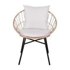 Ensemble de patio Merrick Lane 3 pièces avec chaises en rotin tressé, table d'appoint assortie à plateau en verre et coussins pour usage intérieur/extérieur