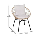 Ensemble de patio Merrick Lane 3 pièces avec chaises en rotin tressé, table d'appoint assortie à plateau en verre et coussins pour usage intérieur/extérieur