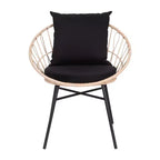 Ensemble de patio Merrick Lane 3 pièces avec chaises en rotin tressé, table d'appoint assortie à plateau en verre et coussins pour usage intérieur/extérieur