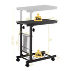 Table d'appoint en C pour canapé, table compacte pour snacks, pour salon et chambre à coucher, noir/marron