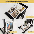 Table d'appoint en C pour canapé, table compacte pour snacks, pour salon et chambre à coucher, noir/marron
