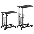 Table d'appoint en C pour canapé, table compacte pour snacks, pour salon et chambre à coucher, noir/marron