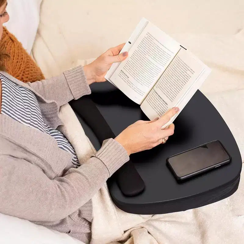 Grand support pour ordinateur portable en mousse à mémoire de forme avec repose-poignet - Noir mat