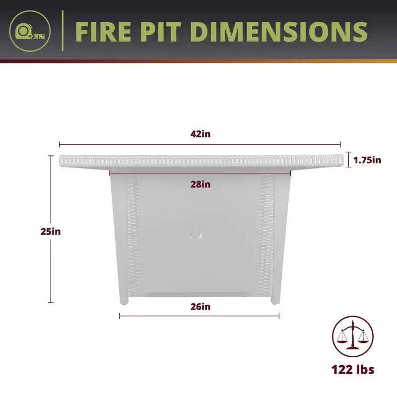 Ensemble Kinger Home Ethan de 5 pièces pour foyer au propane en osier avec cadre en aluminium