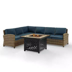 Ensemble sectionnel d'extérieur 5 pièces en osier Bradenton avec table brasero - Crosley