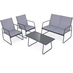 Costway Ensemble de Conversation de Jardin 4 Pièces en Métal pour Patio avec Table