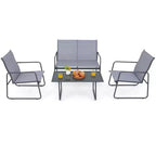 Costway Ensemble de Conversation de Jardin 4 Pièces en Métal pour Patio avec Table