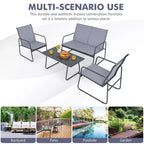 Costway Ensemble de Conversation de Jardin 4 Pièces en Métal pour Patio avec Table