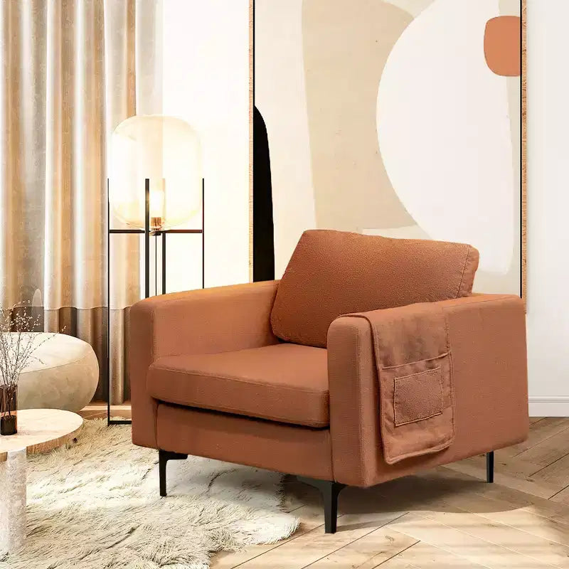 Lot de 2 fauteuils d'appoint en tissu Costway avec poches de rangement latérales
