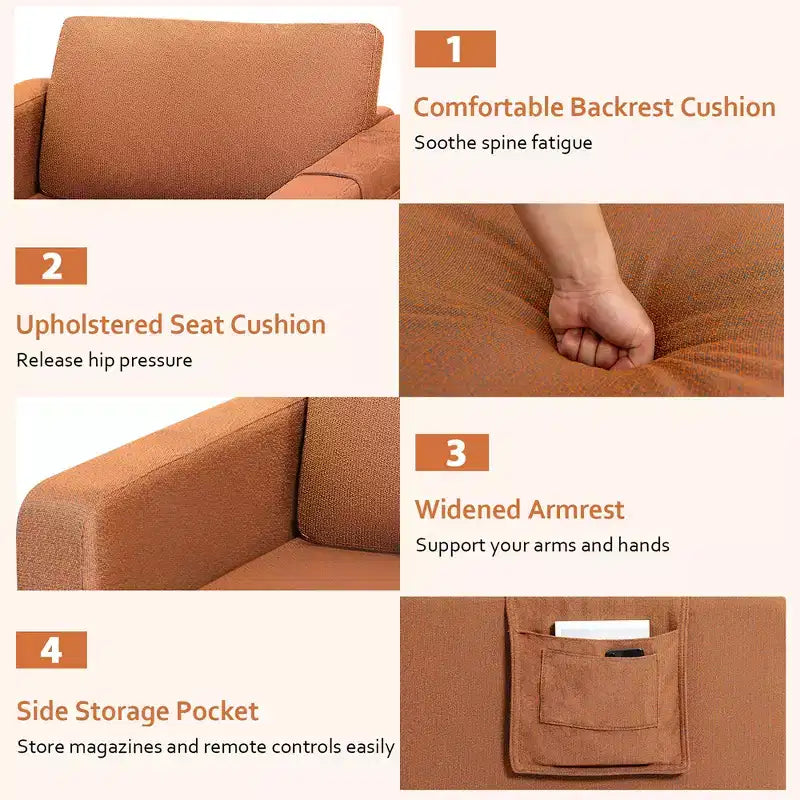 Lot de 2 fauteuils d'appoint en tissu Costway avec poches de rangement latérales
