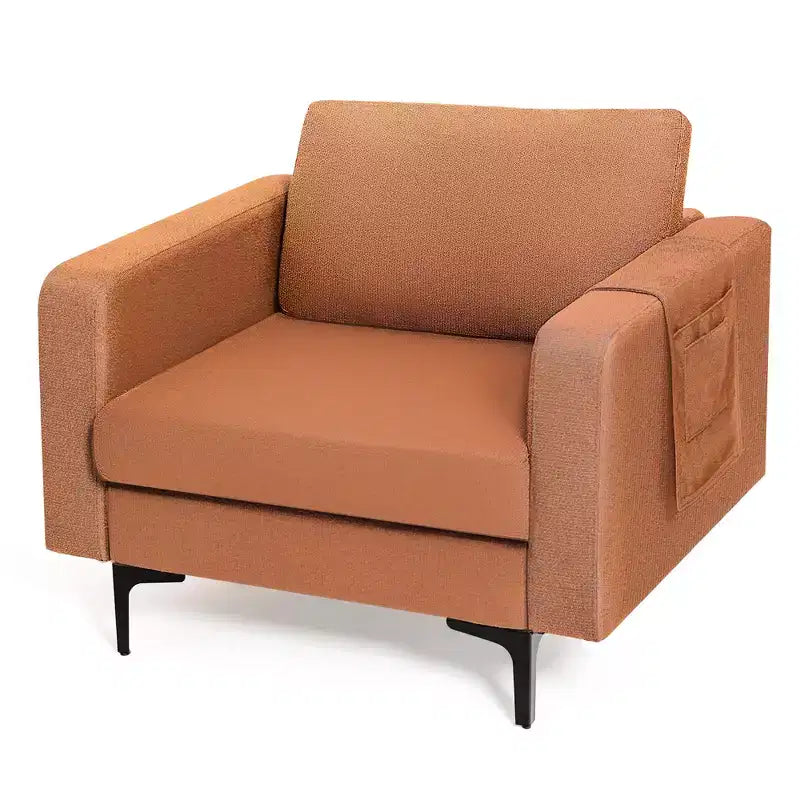 Lot de 2 fauteuils d'appoint en tissu Costway avec poches de rangement latérales