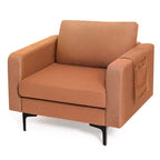 Lot de 2 fauteuils d'appoint en tissu Costway avec poches de rangement latérales