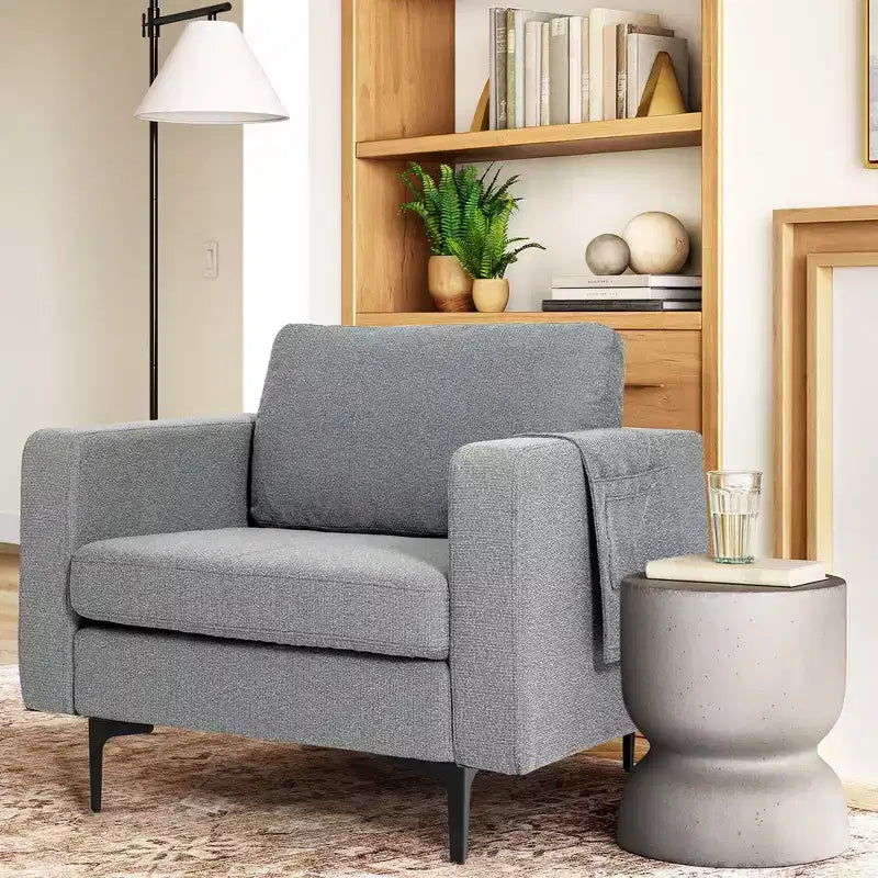 Lot de 2 fauteuils d'appoint en tissu Costway avec poches de rangement latérales