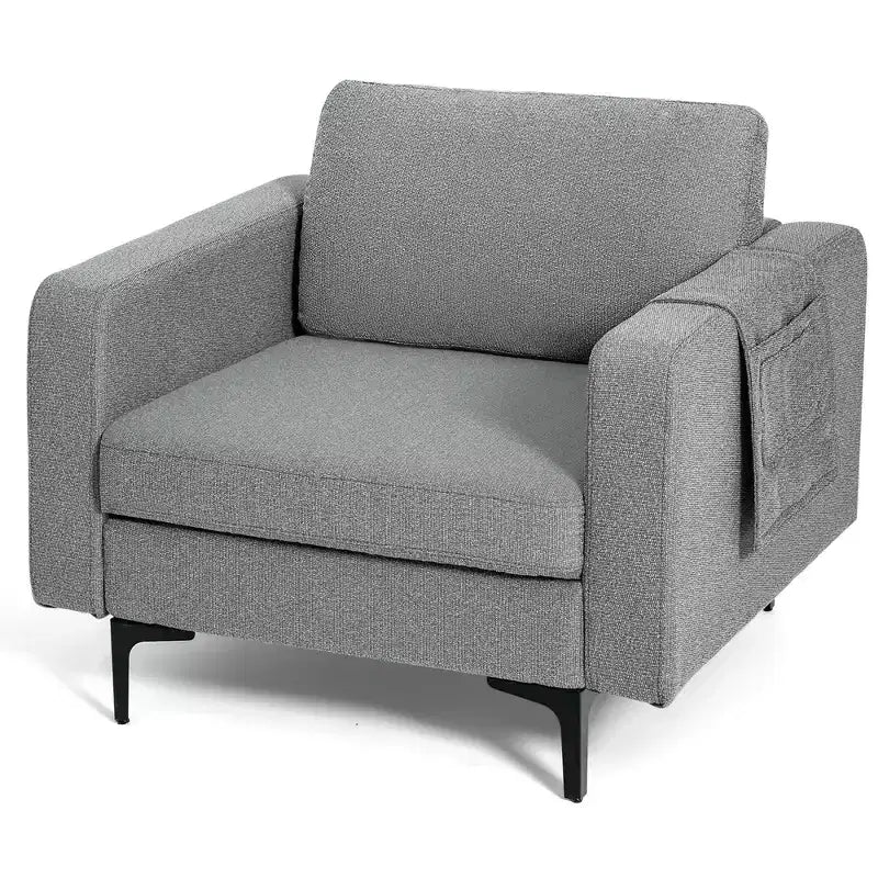 Lot de 2 fauteuils d'appoint en tissu Costway avec poches de rangement latérales