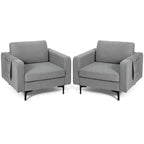 Costway Set of 2 Fabric Accent Armchair Single Sofa w/ Side Storage Pocket