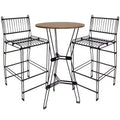 Sunnydaze 3-Piece Indoor Furniture Steel Wire Bar Set with Faux Woodgrain Tabletop - Brown - 3 pc