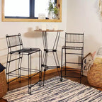 Sunnydaze Ensemble de bar 3 pièces d'intérieur en fil d'acier avec plateau en faux bois – Marron – 3 pièces