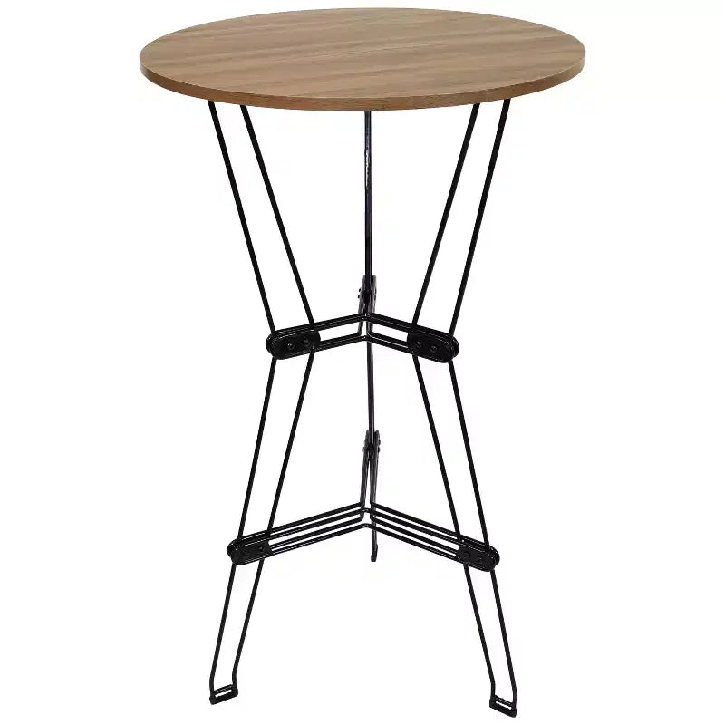 Sunnydaze Ensemble de bar 3 pièces d'intérieur en fil d'acier avec plateau en faux bois – Marron – 3 pièces