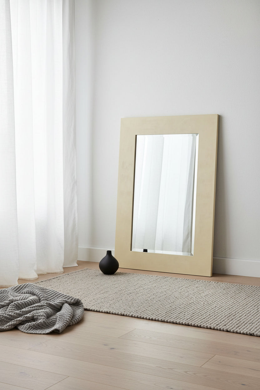 Noble Park Jeneva Rectangular Vanity Wall Mirror Modern Beveled Shiny Gold Leaf Wood Frame 27 Wide for Bathroom Bedroom Living Room Home Office House