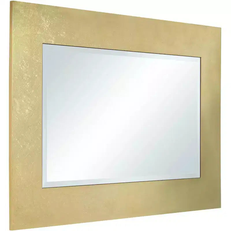 Miroir Mural Rectangulaire Moderne Biseauté Feuille d'Or Brillant Cadre en Bois 27 Pouces de Large pour Salle de Bain Chambre Salon Bureau Maison