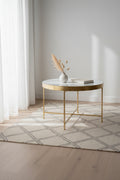 Kate and Laurel Celia Round Metal Coffee Table, 28.25x28.25x19, White and Gold