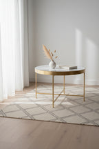 Kate and Laurel Celia Round Metal Coffee Table, 28.25x28.25x19, White and Gold