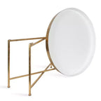 Table basse ronde en métal, 28.25x28.25x19, Blanc et or