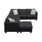 Canapé Modulable Sectionnel 7 Places avec Ottomane - Canapé d'Angle en Tissu en Forme de L avec 3 Coussins - ModernLuxe