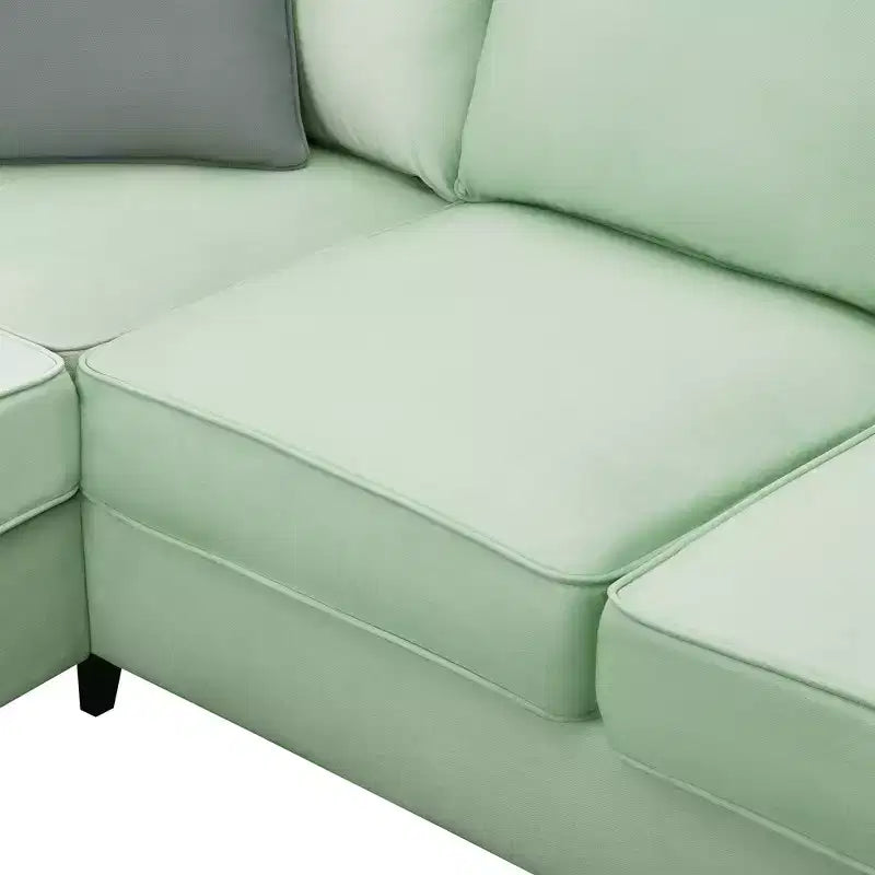 Canapé Modulable Sectionnel 7 Places avec Ottomane - Canapé d'Angle en Tissu en Forme de L avec 3 Coussins - ModernLuxe