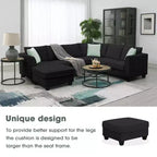 Canapé Modulable Sectionnel 7 Places avec Ottomane - Canapé d'Angle en Tissu en Forme de L avec 3 Coussins - ModernLuxe