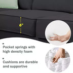 Canapé Modulable Sectionnel 7 Places avec Ottomane - Canapé d'Angle en Tissu en Forme de L avec 3 Coussins - ModernLuxe