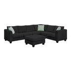Canapé Modulable Sectionnel 7 Places avec Ottomane - Canapé d'Angle en Tissu en Forme de L avec 3 Coussins - ModernLuxe