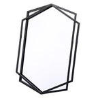 Miroir mural asymétrique 31,8 x 22 pouces, miroir de salle de bain hexagonal en métal noir, miroir décoratif à suspendre pour chambre à coucher, entrée, couloir