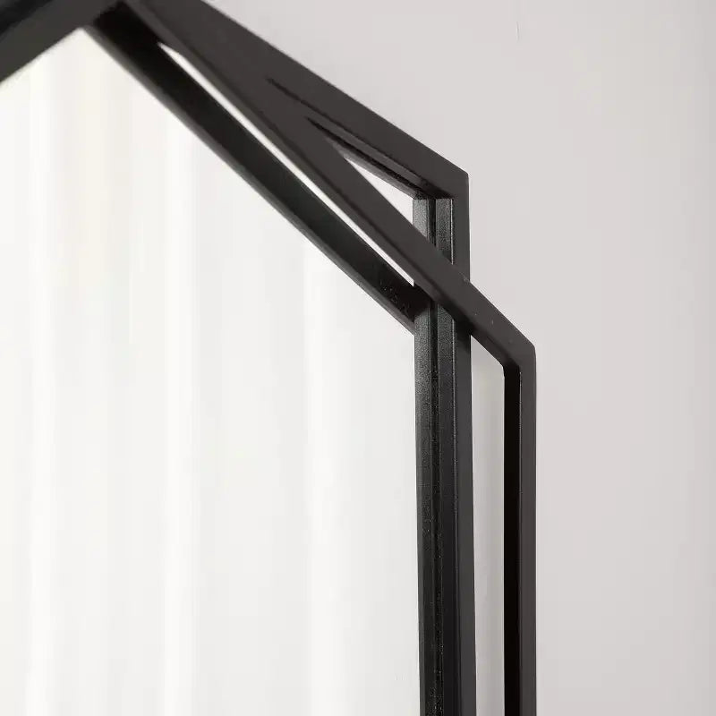 31.8X22 Inch Asymmetrical Wall Mirror, Black Metal Frame Hexagon Bathroom Mirrors, Hanging Decor Vanity Mirror for Bedroom Entryway Hall