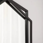 Miroir mural asymétrique 31,8 x 22 pouces, miroir de salle de bain hexagonal en métal noir, miroir décoratif à suspendre pour chambre à coucher, entrée, couloir