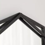 Miroir mural asymétrique 31,8 x 22 pouces, miroir de salle de bain hexagonal en métal noir, miroir décoratif à suspendre pour chambre à coucher, entrée, couloir