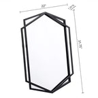 Miroir mural asymétrique 31,8 x 22 pouces, miroir de salle de bain hexagonal en métal noir, miroir décoratif à suspendre pour chambre à coucher, entrée, couloir