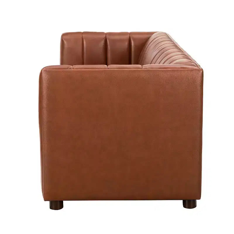 Canapé 83 en cuir véritable avec coutures capitonnées