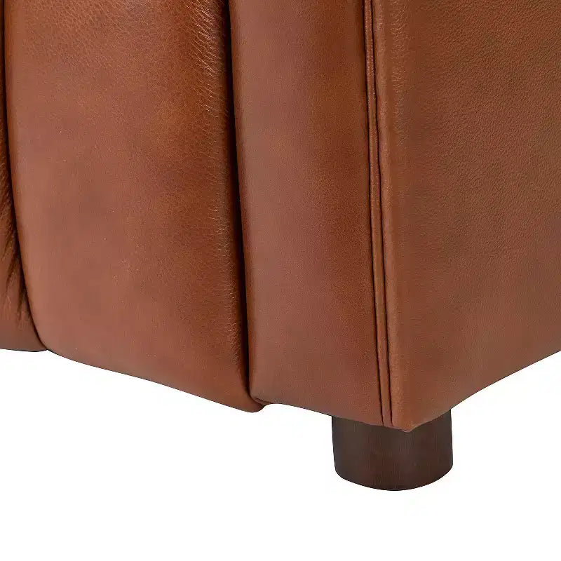 Canapé 83 en cuir véritable avec coutures capitonnées